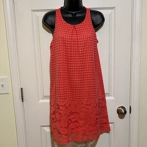 I.N. Salmon Sleeveless Lace Dress Medium